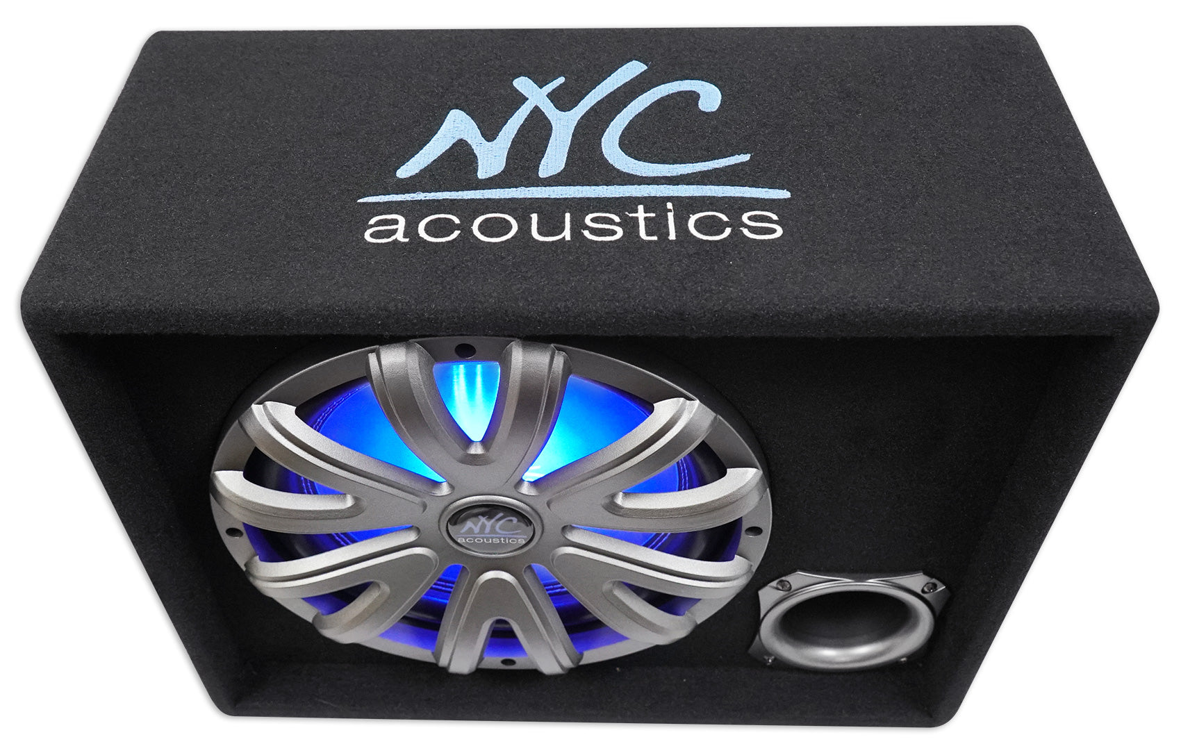 NYC Acoustics NSE12L 12" 1200w Powered Car Subwoofer/Sub Enclosure+LED+Amp Kit