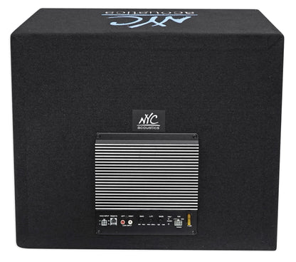 NYC Acoustics NSE12L 12" 1200w Powered Car Subwoofer/Sub Enclosure+LED+Amp Kit