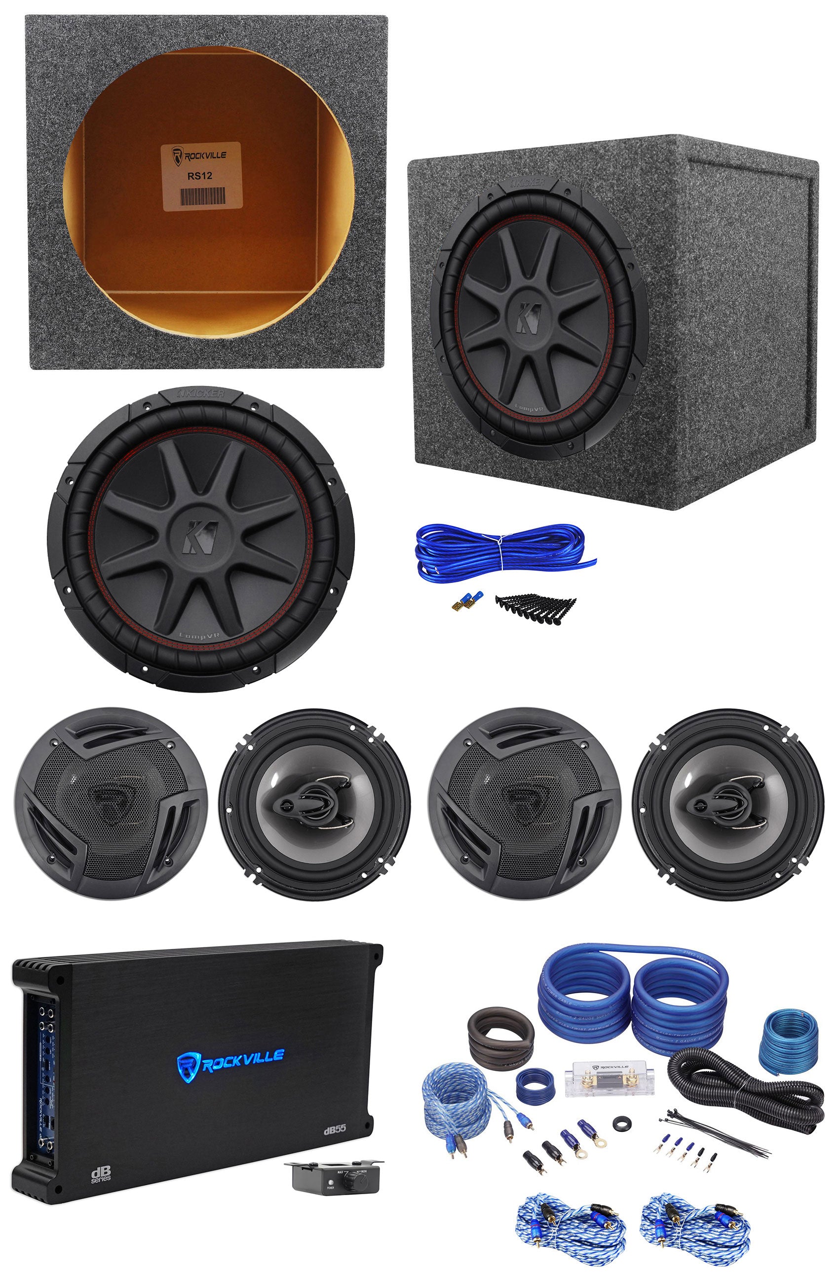 (2) RV6.3A Speakers + 12" Sub, 5-Channel Amp Bundle