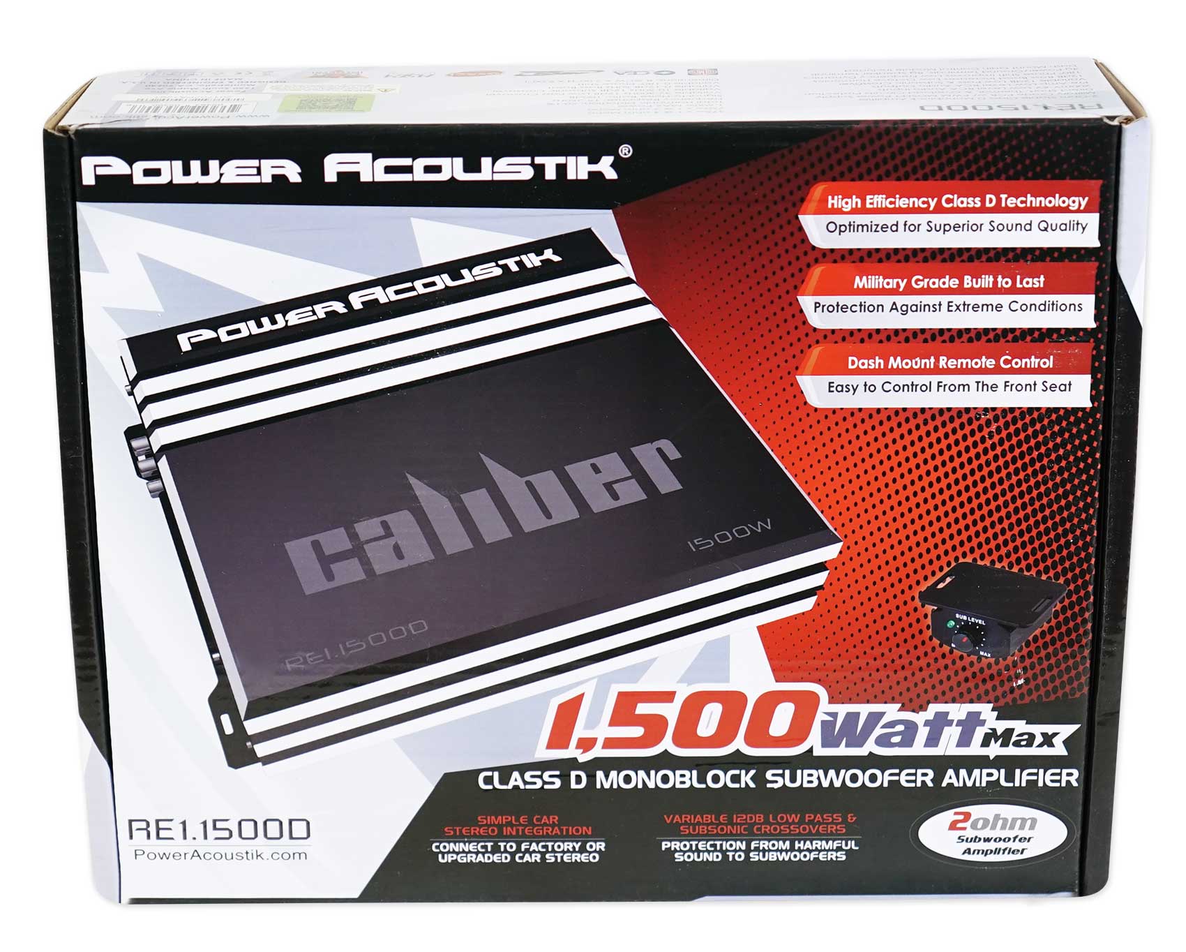 Power Acoustik RE1-1500D 1500 Watt Mono Amplifier Car Audio Amp+Wire Kit