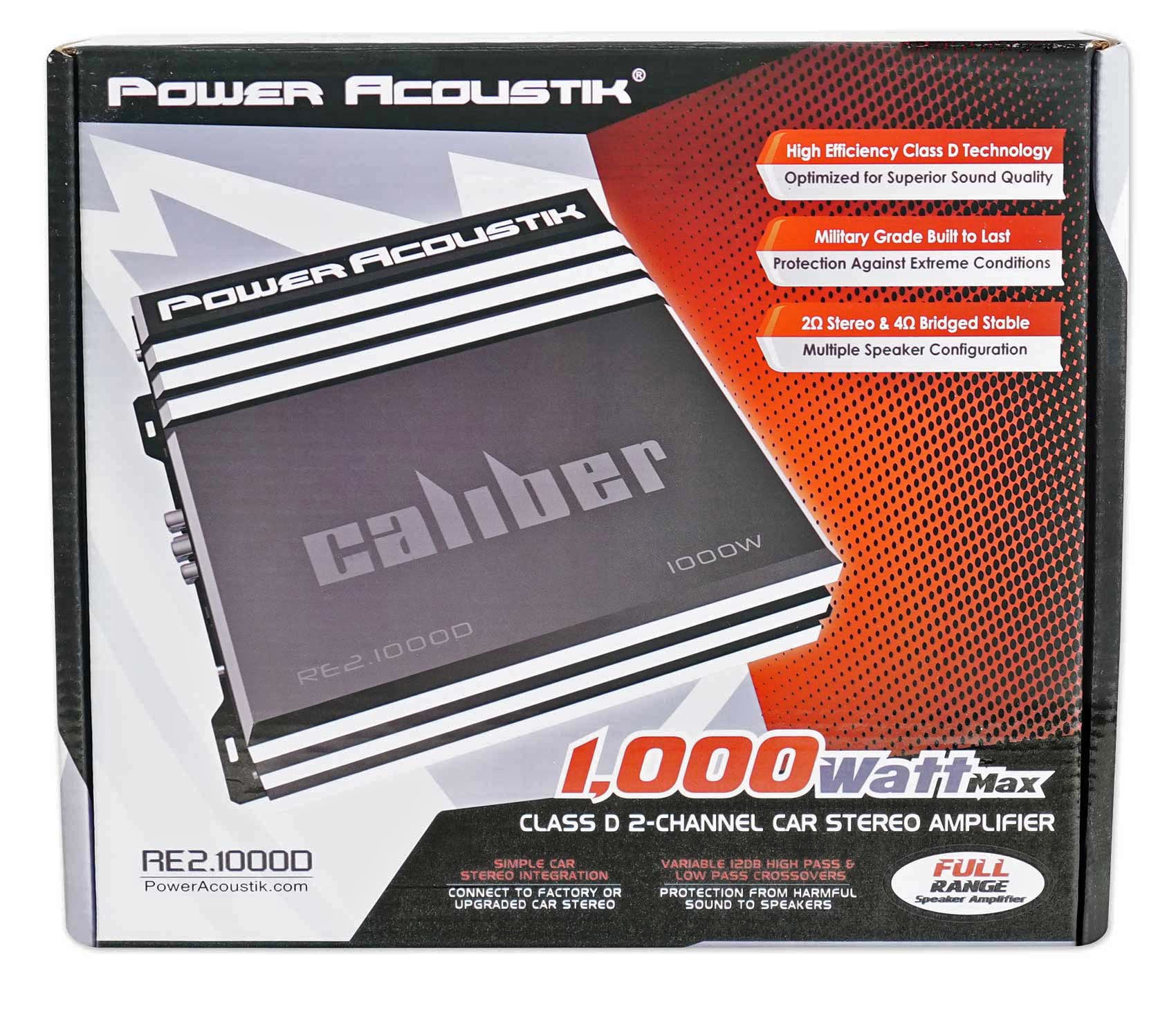 Power Acoustik RE2-1000D 1000 Watt 2-Channel Car Audio Amplifier Amp+Wire Kit