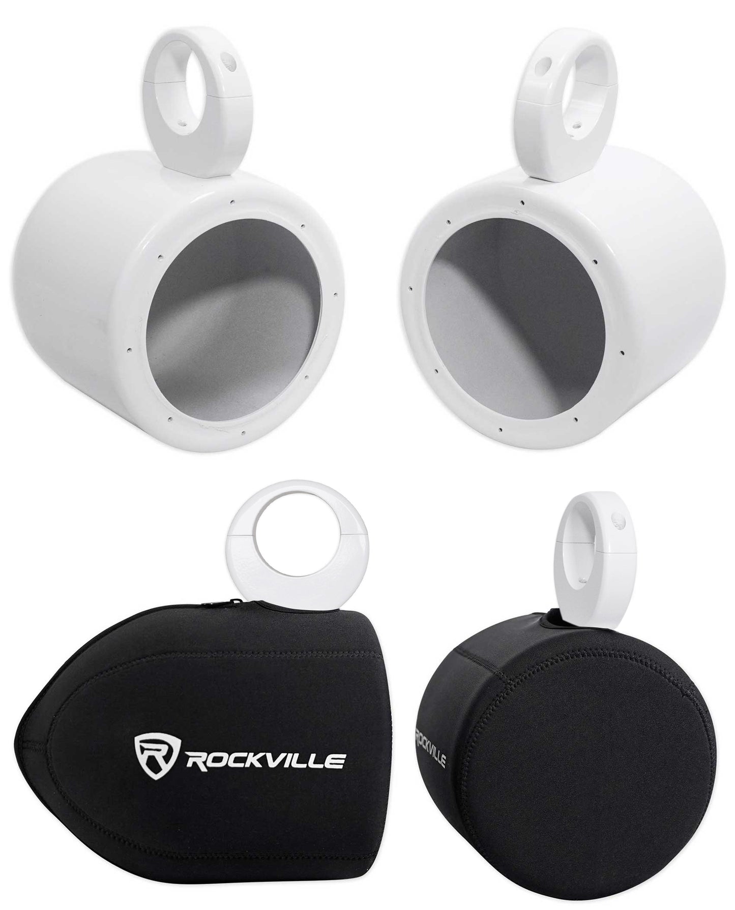 MAC65W White 6.5" Tower Speaker Pods 2-Pack + RWBC Neoprene Covers Bundle