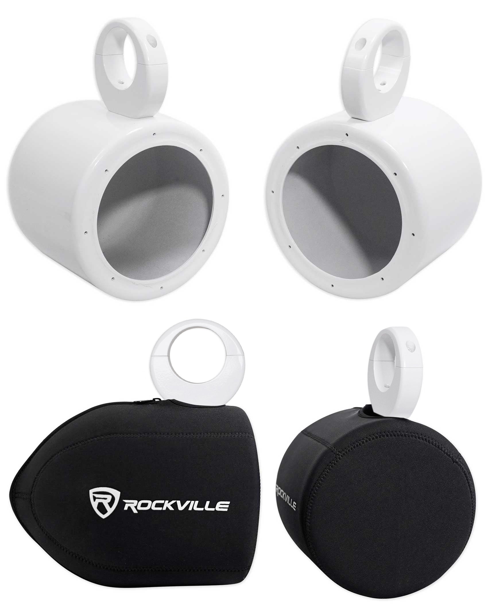 MAC65W White 6.5" Tower Speaker Pods 2-Pack + RWBC Neoprene Covers Bundle