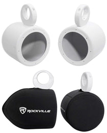 MAC65W White 6.5" Tower Speaker Pods 2-Pack + RWBC Neoprene Covers Bundle