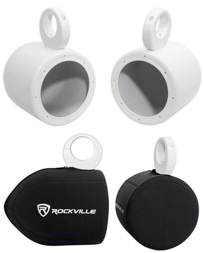 MAC65W White 6.5" Tower Speaker Pods 2-Pack + RWBC Neoprene Covers Bundle