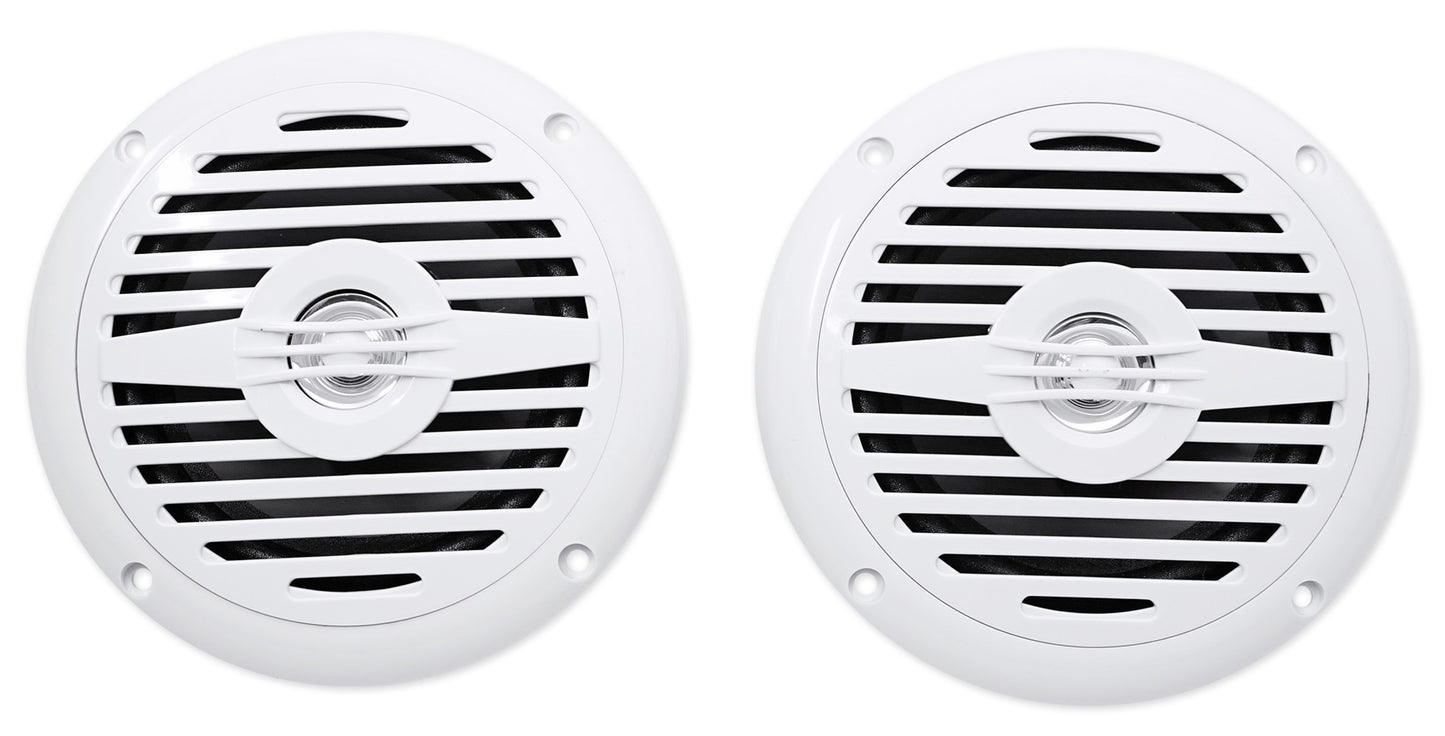 MS525W White 5.25" Marine Speakers + MAC525W White Pods Bundle