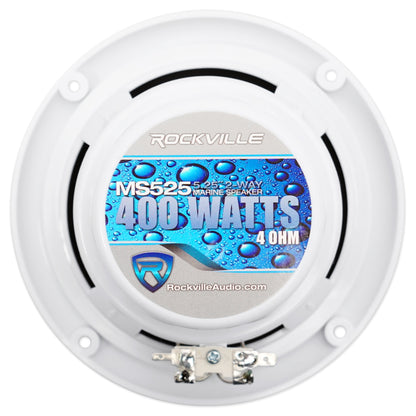 MS525W White 5.25" Marine Speakers + MAC525W White Pods Bundle