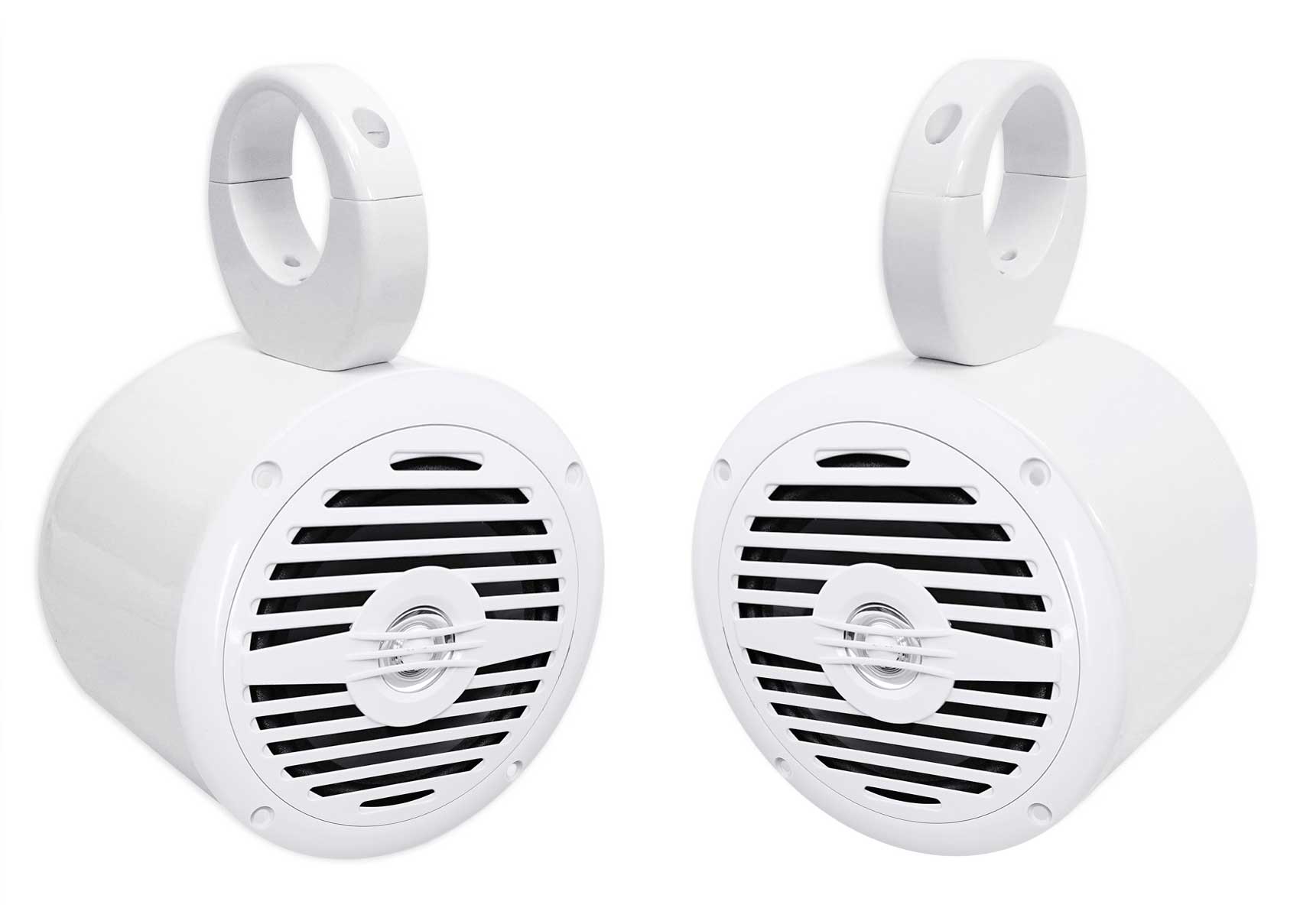 MS525W White 5.25" Marine Speakers + MAC525W White Pods Bundle