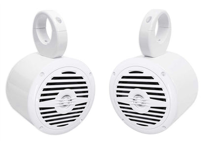 MS525W White 5.25" Marine Speakers + MAC525W White Pods Bundle