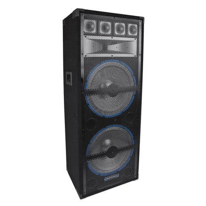 DJ Package w/ (2) Dual 15" 1800 Watt LED Speakers+Amplifier+Mixer+Mic+Headphones