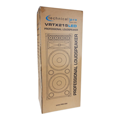 DJ Package w/ (2) Dual 15" 1800 Watt LED Speakers+Amplifier+Mixer+Mic+Headphones