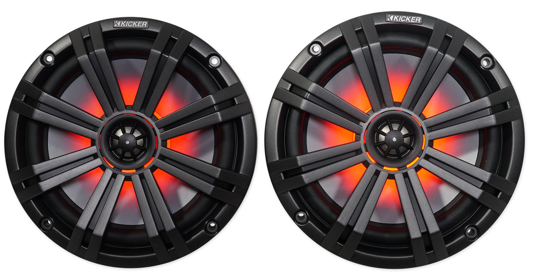 (4) KICKER 45KM84L 8" 1200 Watt Marine Boat Wakeboard Tower Speakers w/LED's KM8