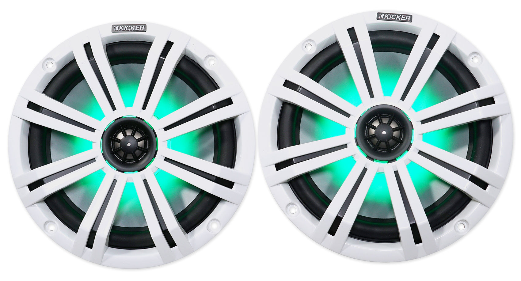 (4) KICKER 45KM84L 8" 1200 Watt Marine Boat Wakeboard Tower Speakers w/LED's KM8