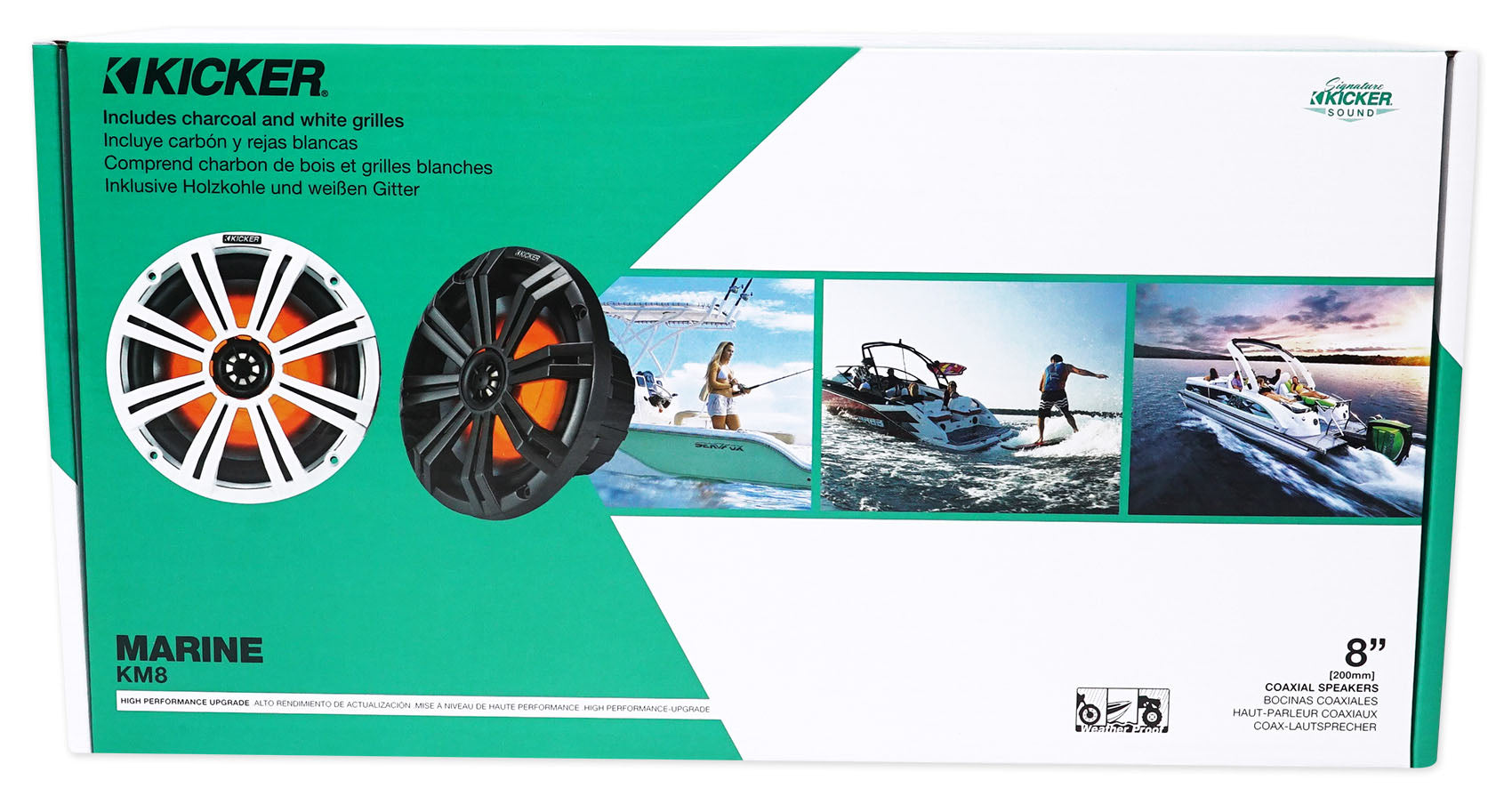 (4) KICKER 45KM84L 8" 1200w Marine Boat Wakeboard Tower Speakers w/LED's KM8