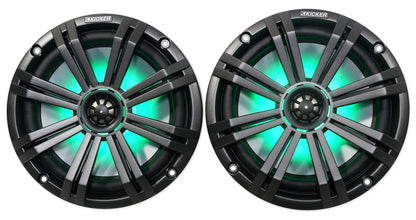 4) KICKER 45KM84L 8" 1200 Watt Marine Boat Wakeboard Tower Speakers w/LED's KM8