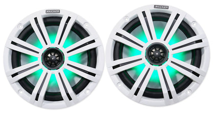 4) KICKER 45KM84L 8" 1200 Watt Marine Boat Wakeboard Tower Speakers w/LED's KM8