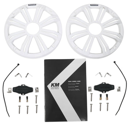 (4) KICKER 45KM84L 8" 1200w Marine Boat Speakers w/ LED's+4-Ch Amplifier+Amp Kit