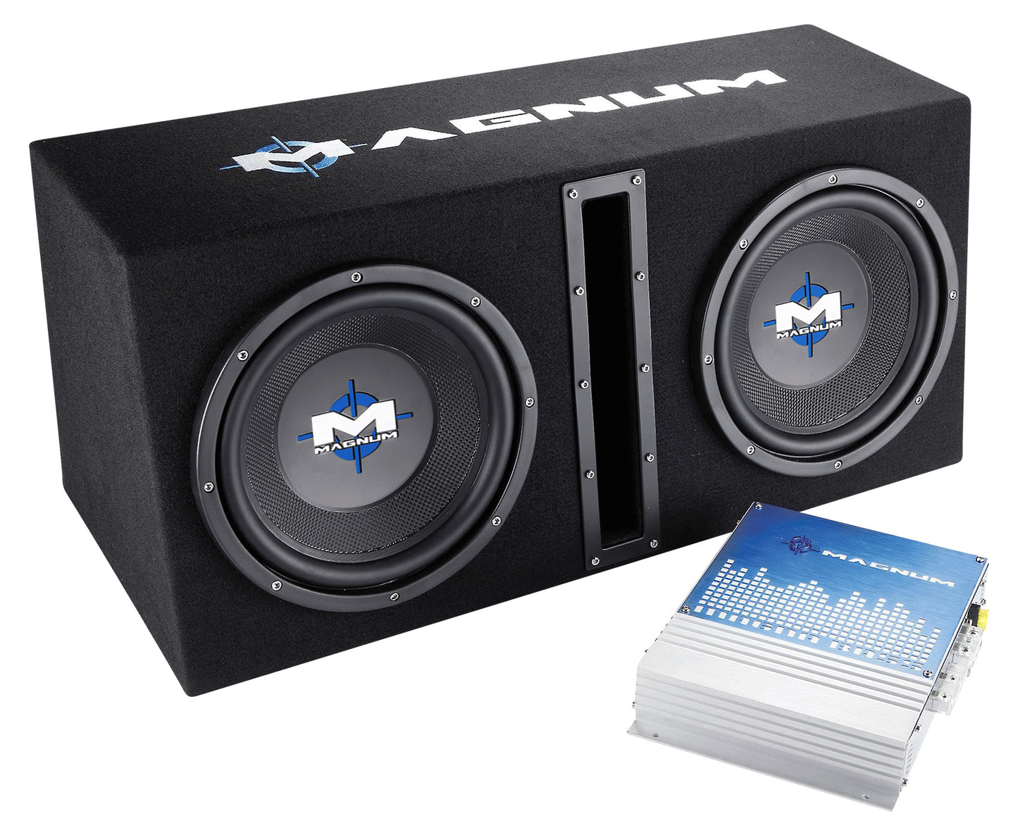 MTX Magnum MB210SP 800w Dual 10” Subwoofers+Vented Sub Box/Amp Package+Amp Kit