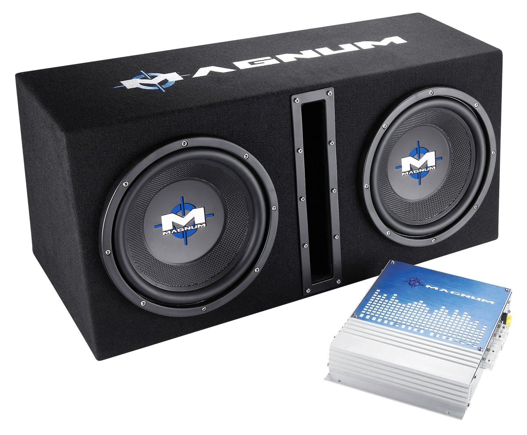 MTX Magnum MB210SP 800w Dual 10” Subwoofers+Vented Sub Box/Amp Package+Amp Kit