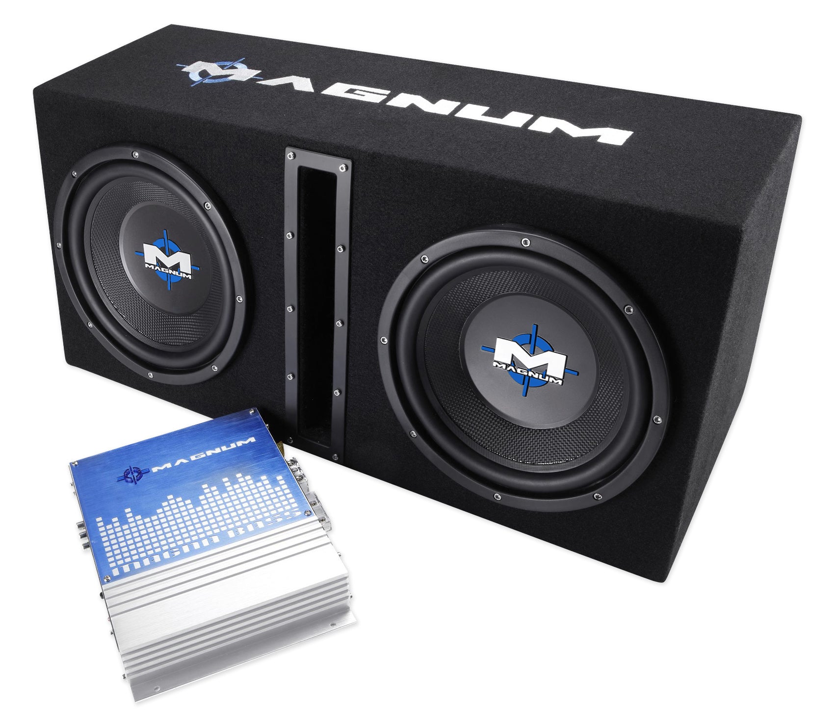 MTX Magnum MB210SP 800w Dual 10” Subwoofers+Vented Sub Box/Amp Package+Amp Kit