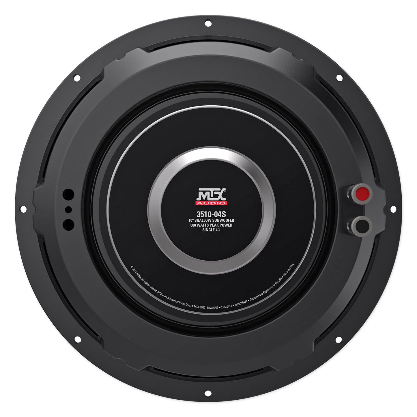 MTX 3510-04S 10" 600 Watt Shallow Car Subwoofer+Sealed Sub Box Slim Enclosure