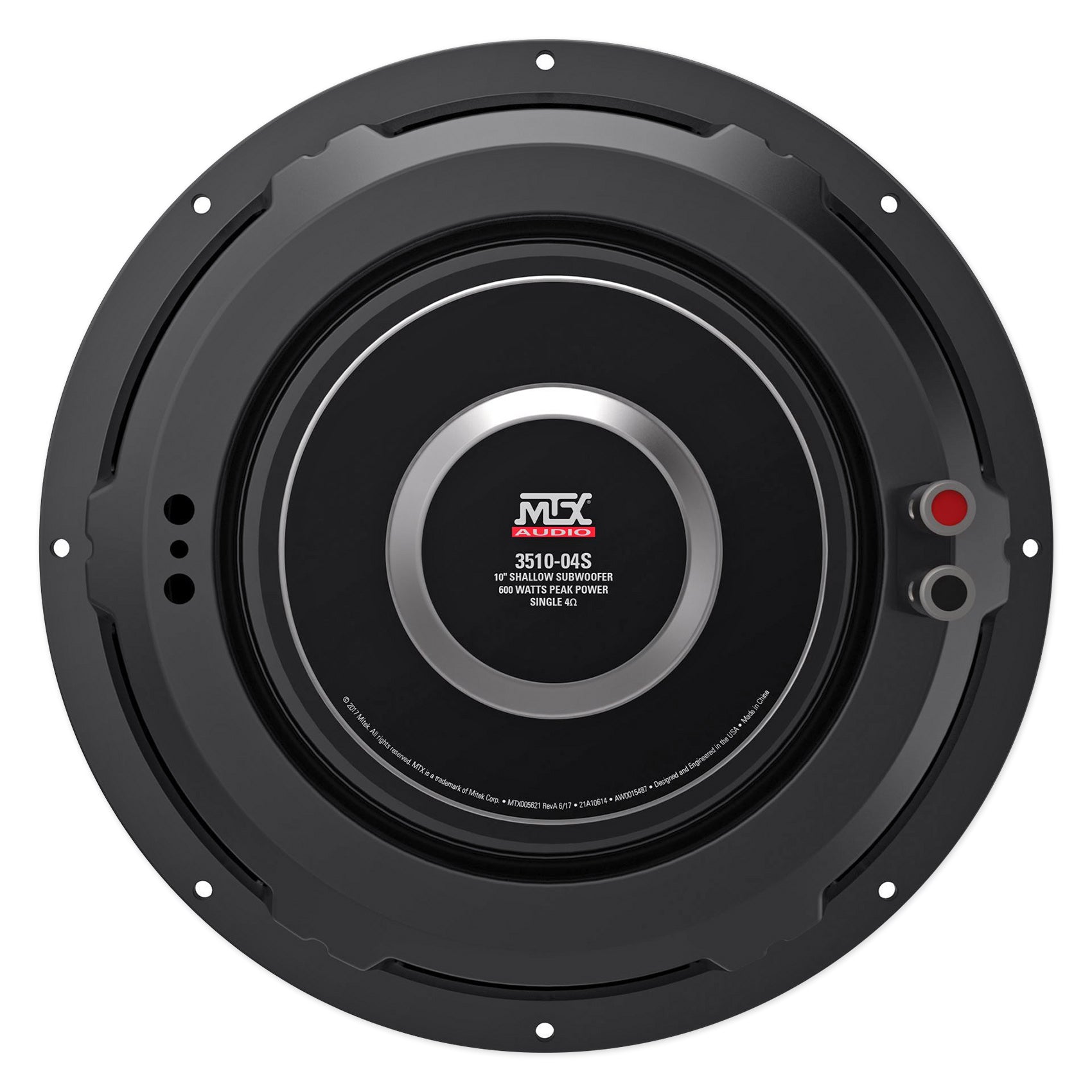 MTX 3510-04S 10" 600 Watt Shallow Car Subwoofer+Sealed Sub Box Slim Enclosure
