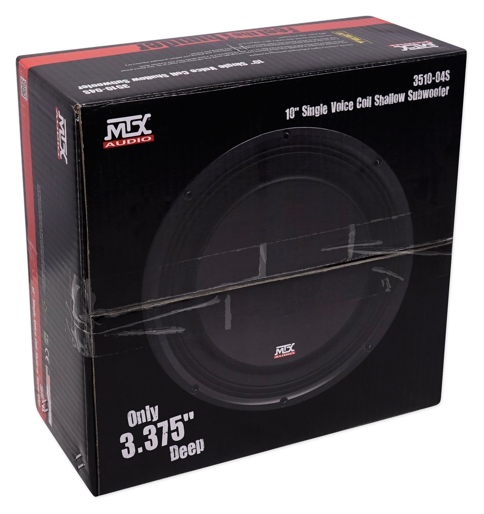 MTX 3510-04S 10" 600 Watt Shallow Car Subwoofer+Sealed Sub Box Slim Enclosure