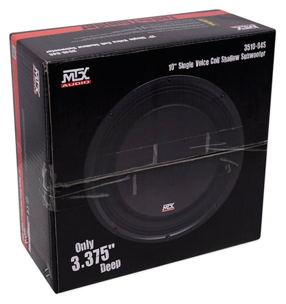 MTX 3510-04S 10" 600 Watt Shallow Car Subwoofer+Sealed Sub Box Slim Enclosure
