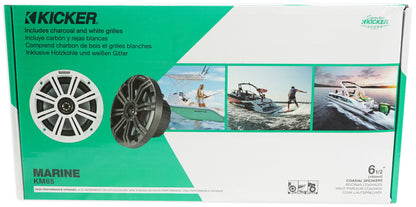 Pair KICKER 45KM654 6.5" 390 Watt White Marine Wakeboard Tower Boat Speakers