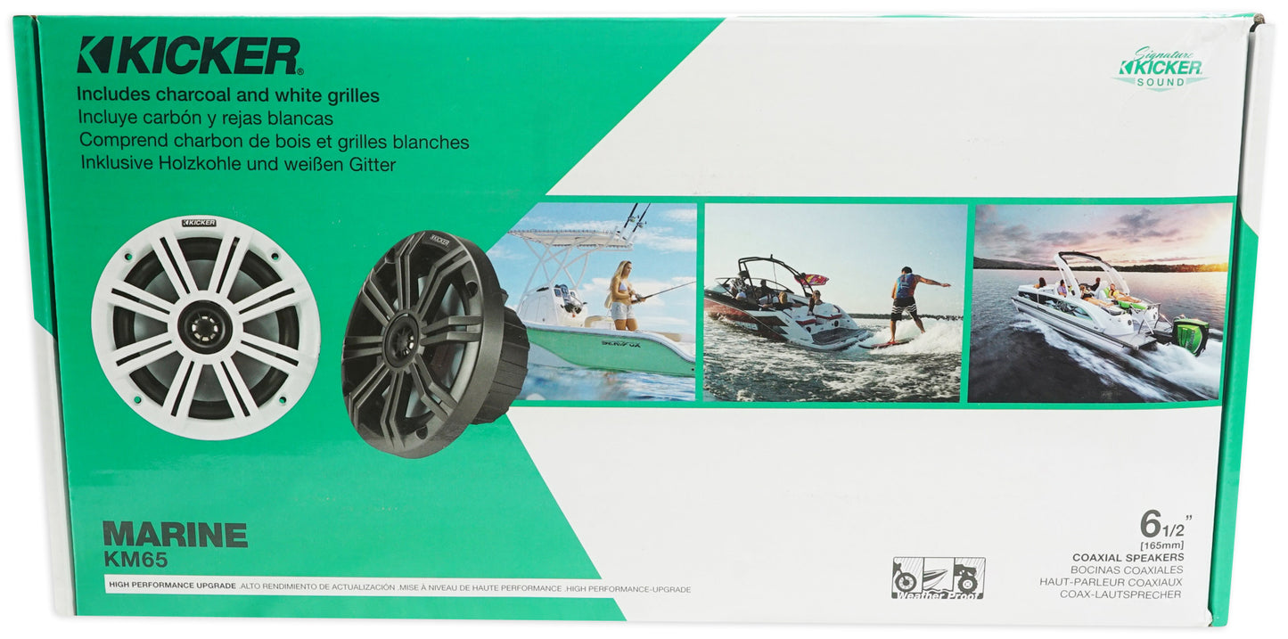 (4) KICKER 45KM654 6.5" 390w Marine Boat Speakers+4-Ch. MTX Amplifier+Amp Kit