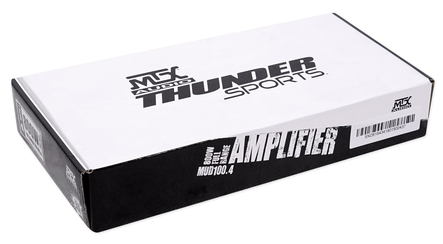 MTX MUD100.4 400 Watt RMS 4-Channel Amp for Polaris RZR/ATV/UTV/Cart+Speaker