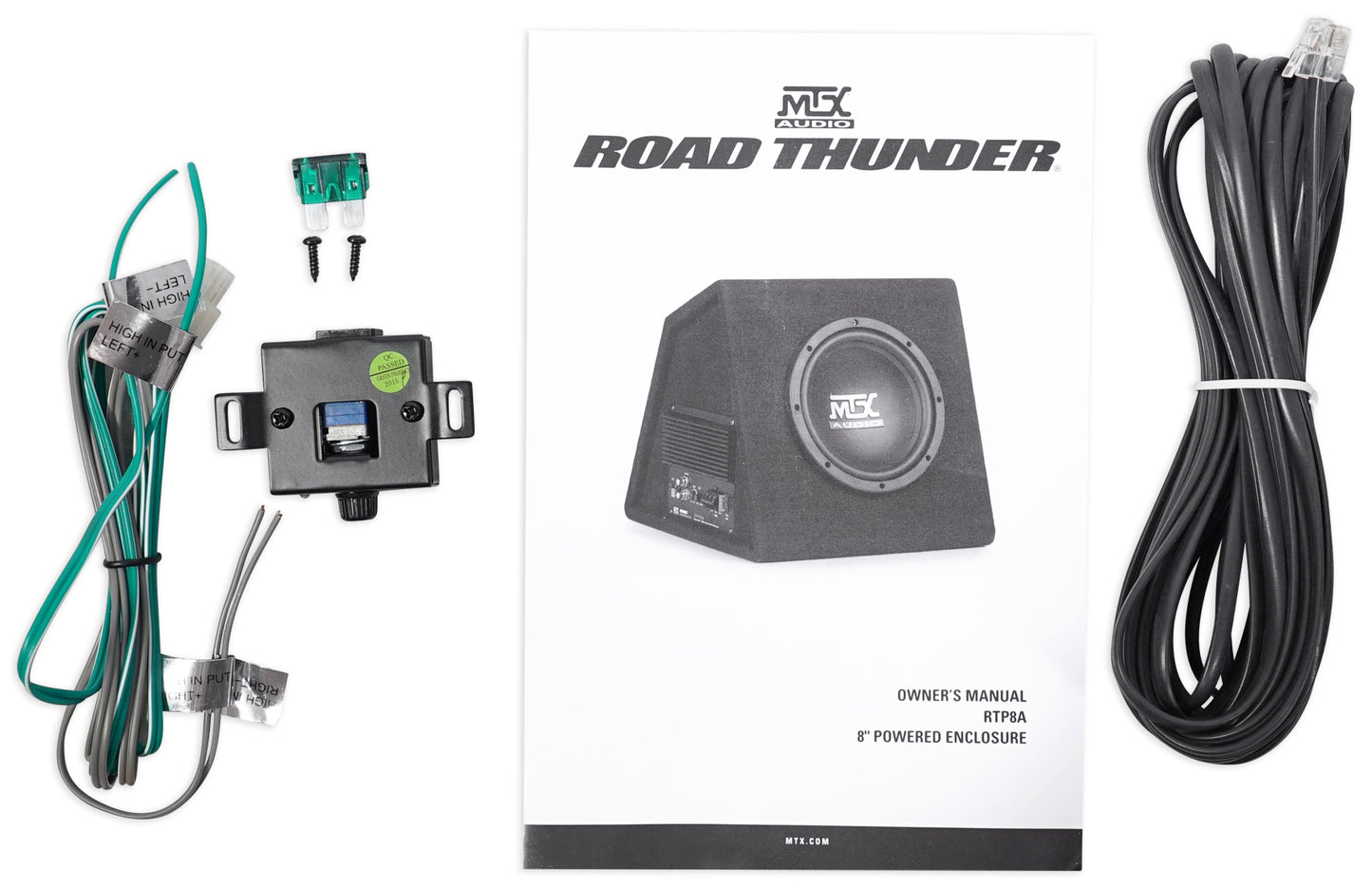 MTX RTP8A 8" 120w RMS Powered Subwoofer In Vented Sub Box Enclosure+Wire Kit