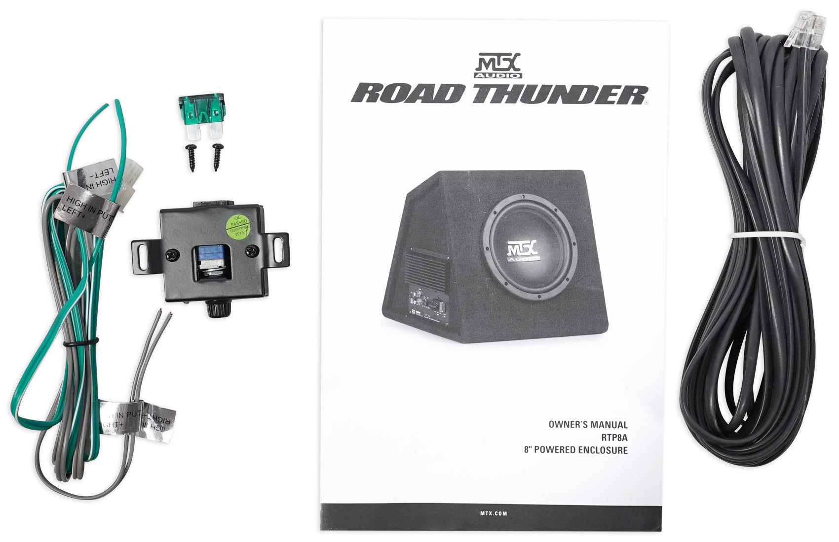 MTX RTP8A 8" 120w RMS Powered Subwoofer In Vented Sub Box Enclosure+Wire Kit