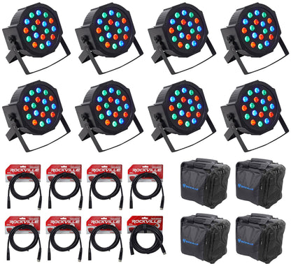 RockPAR50 Black 8-Pack + DMX Cables & Travel Bags Bundle