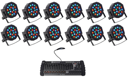 RockPAR50 LED RGB 12-Pack + ROCKFORCE 384 Controller Bundle