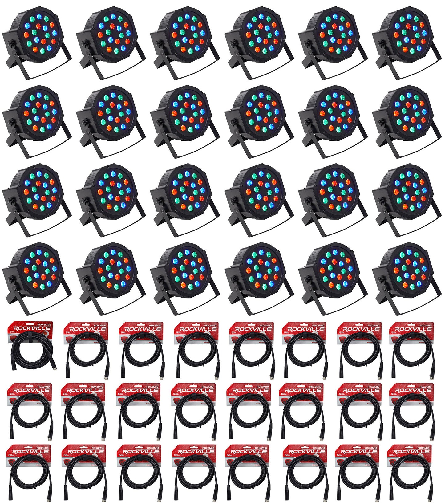RockPAR50 LED RGB 24-Pack + DMX Cable Bundle