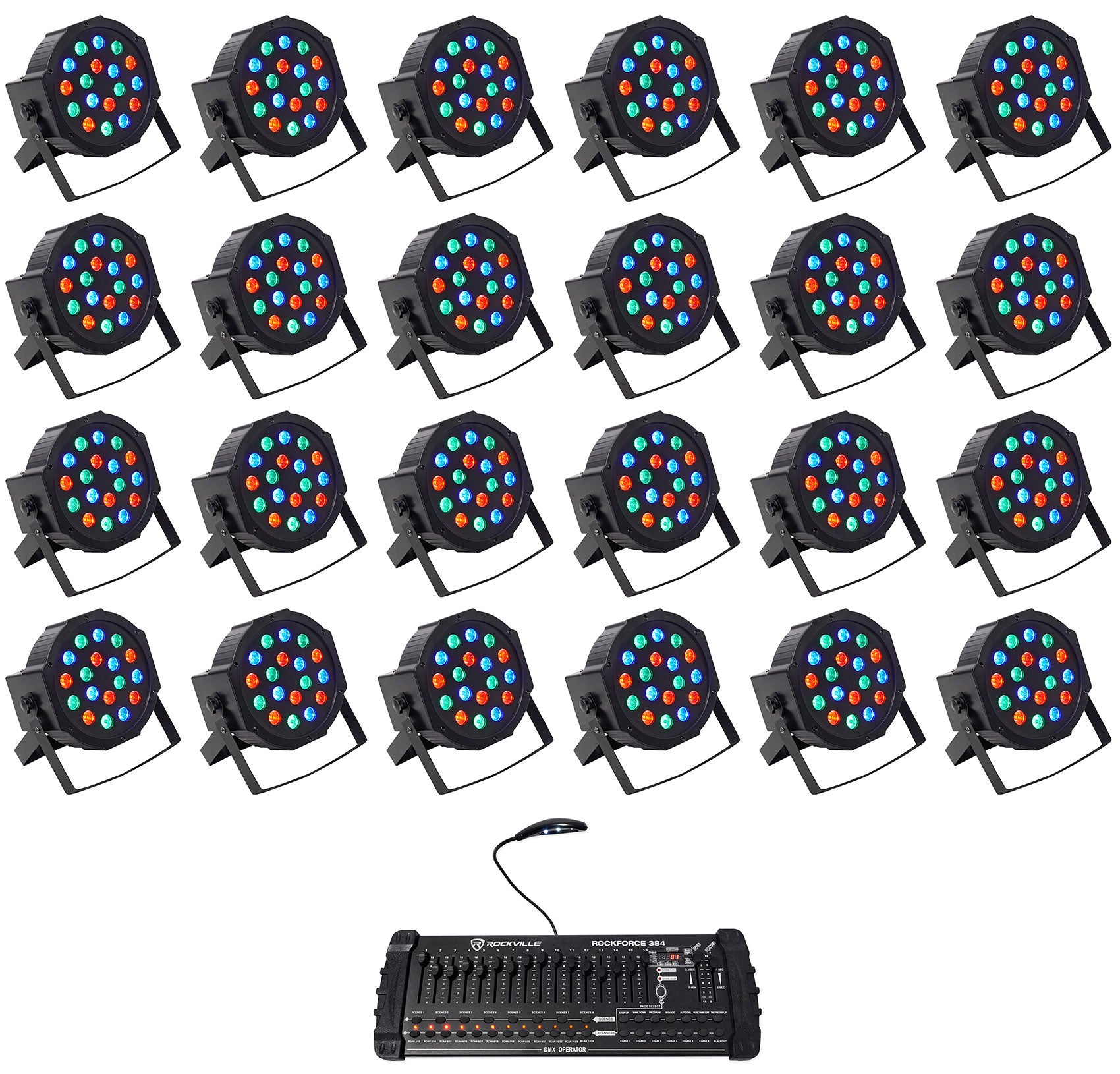 RockPAR50 LED RGB 24-Pack + ROCKFORCE 384 Controller Bundle