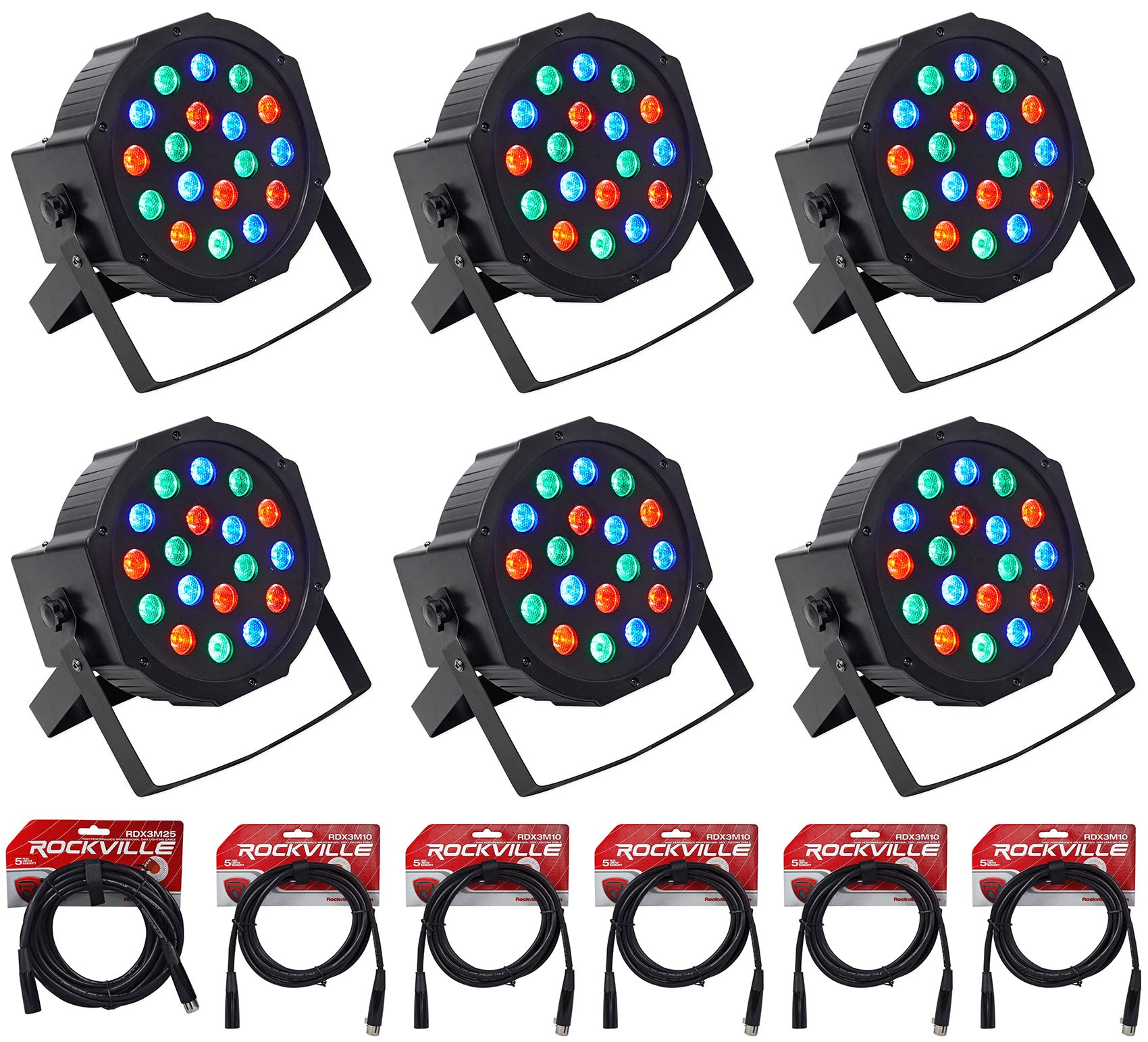 RockPAR50 LED RGB 4-Pack + DMX Cable Bundle