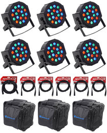 RockPAR50 Black 6-Pack + DMX Cables & Travel Bags Bundle