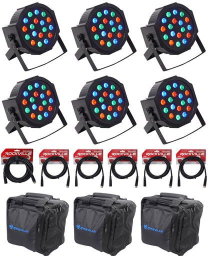 RockPAR50 Black 6-Pack + DMX Cables & Travel Bags Bundle