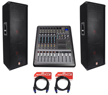 RSG12.2 Dual 12" Speakers 2-Pack + RPM870 Powered Mixer Bundle