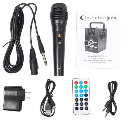 Technical Pro WASP420 Bluetooth Karaoke Machine System w/TV LED's Bundle with Mic & Stand