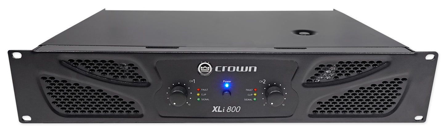 Crown Pro XLi800 600w 2-Channel DJ/PA Power Amplifier Amp + Cables XLI 800