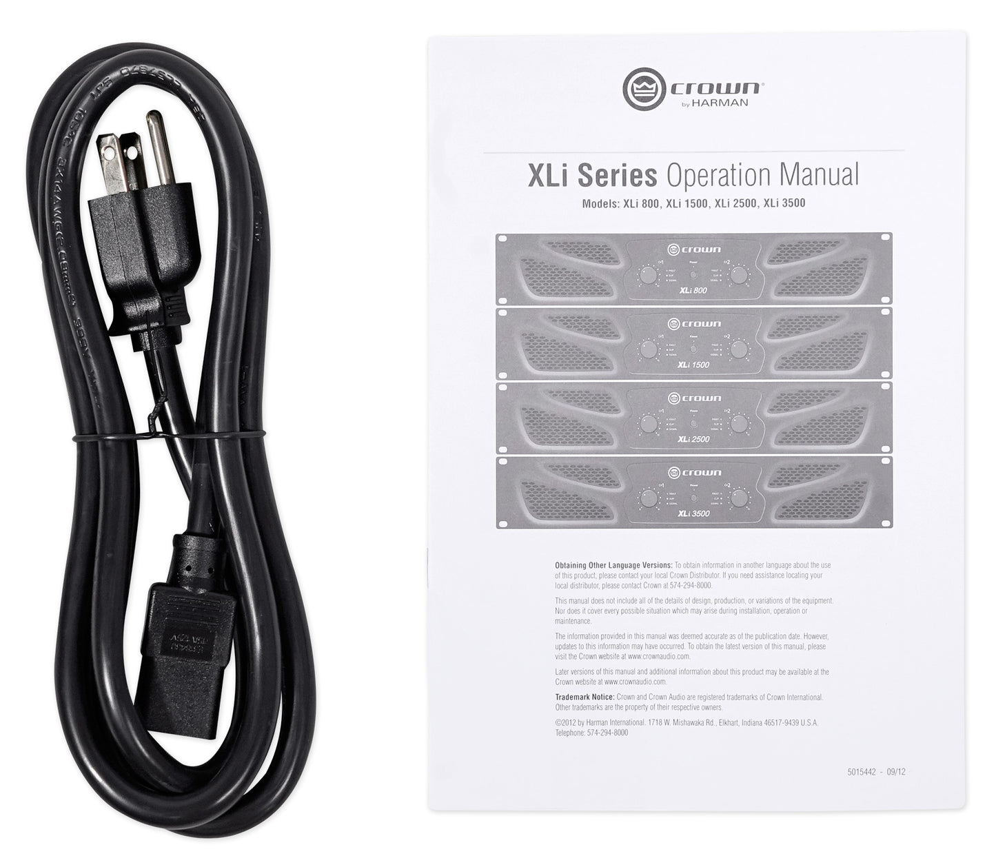 Crown Pro XLi800 600w 2-Channel DJ/PA Power Amplifier Amp + Cables XLI 800