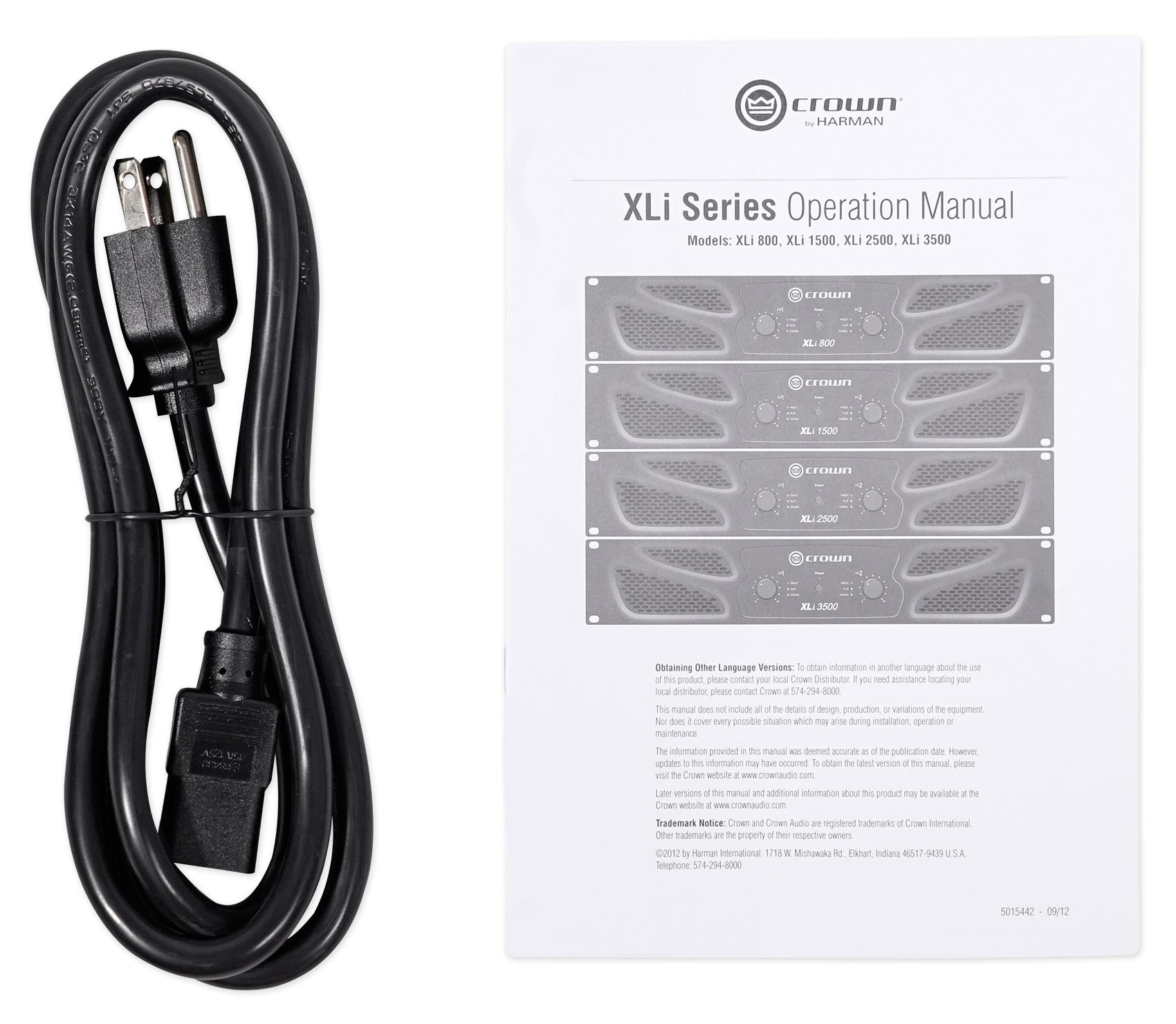 Crown Pro XLi800 600w 2-Channel DJ/PA Power Amplifier Amp + Cables XLI 800