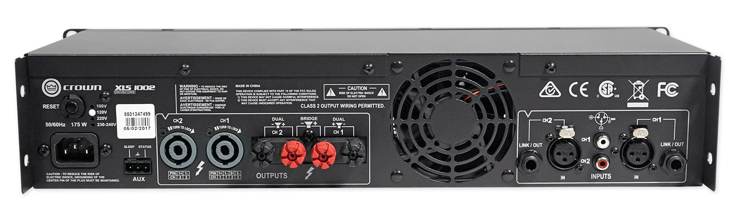 Crown Pro XLS1002 XLS 1002 700 Watt DJ/PA Power Amplifier Amp+Headphones+Mic