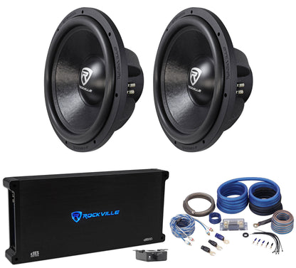 Rockville W15K6D2 V2 2-Pack + dB16 Amp + RWK0CU Copper Kit Bundle
