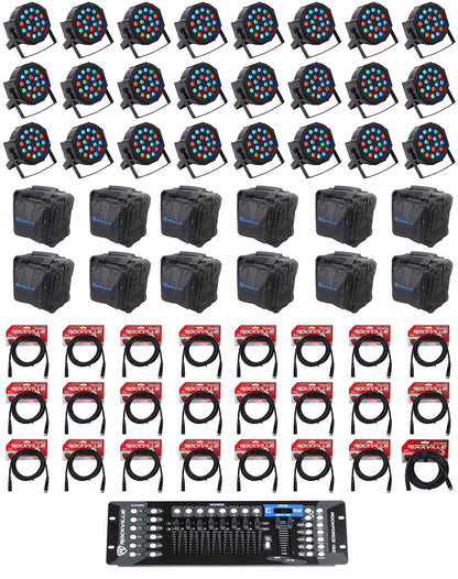RockPAR50 Black 24-Pack + ROCKFORCE 192 DMX Controller Bundle