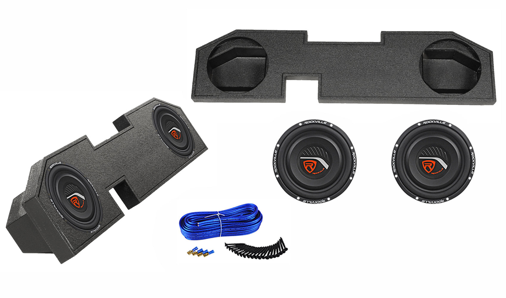 Dual 10" Subwoofer Enclosure+2 Subs For 02-15 Dodge Ram Crew/Quad XCab 2500/3500