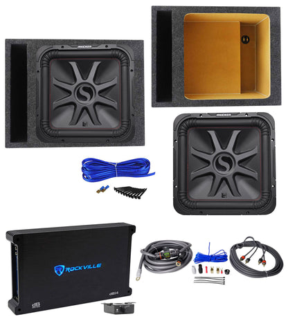 KICKER 45L7R154 15" 1800 Watt L7R Car Subwoofer+Vented Box+Mono Amplifier+Wires